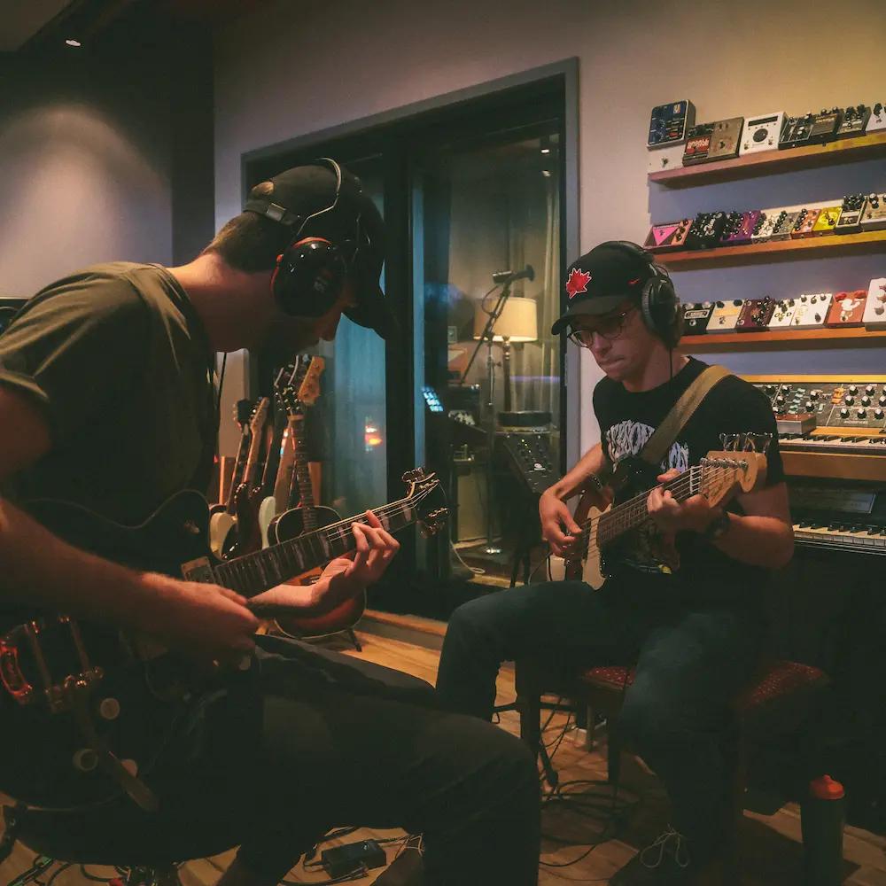 Lucas and Zack in the studio